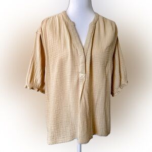 Wonderly Cream Split-Neck Gauze Tunic